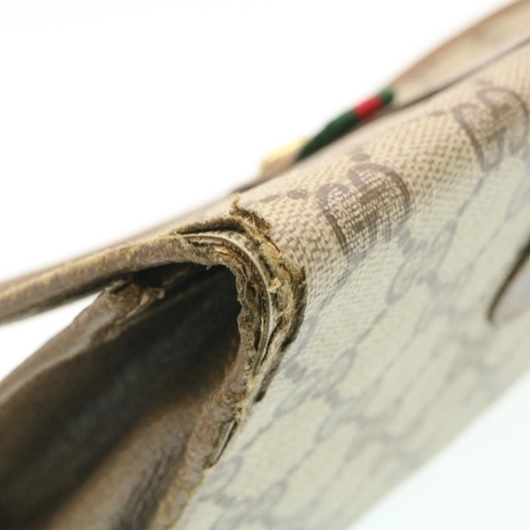 GUCCI Web Sherry Line GG Canvas Clutch Bag Beige Red Green Auth yk2761 - Picture 8 of 16